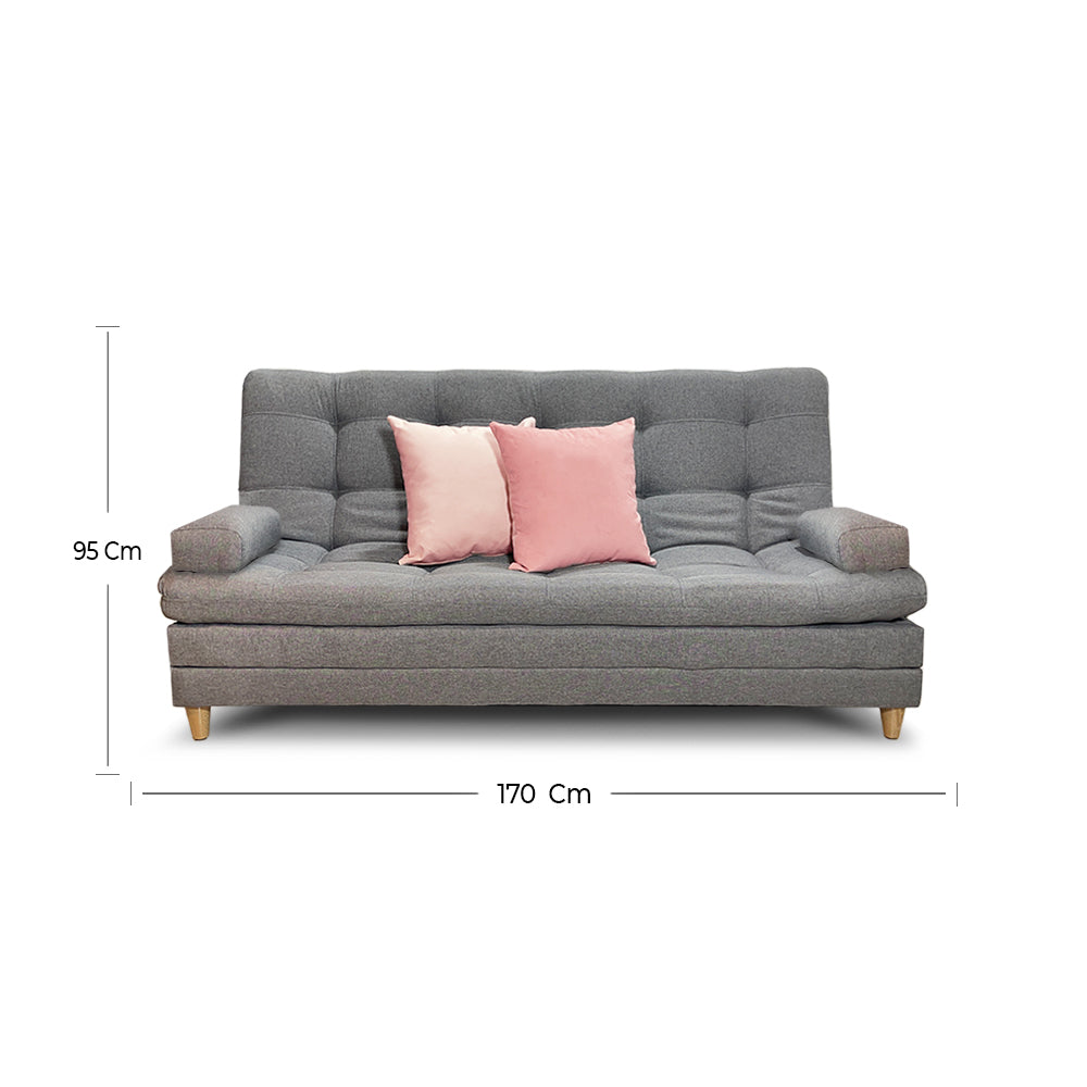 Sofácama Tous 3 Posiciones Tela Lino Gris + Cojines