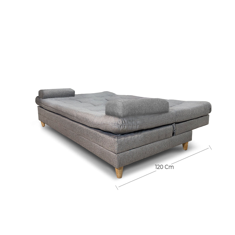 Sofácama Tous 3 Posiciones Tela Lino Gris + Cojines